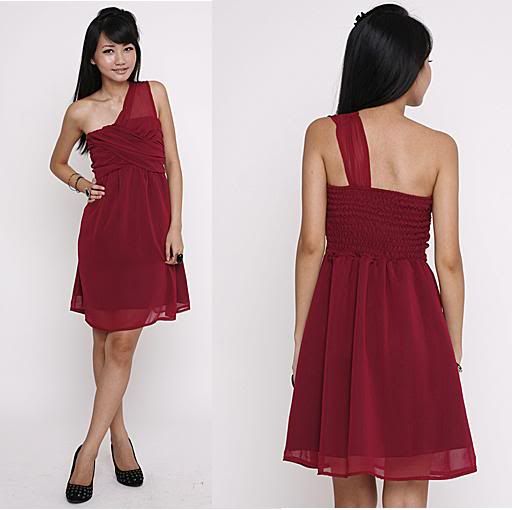Item 3 - Amber Avenue: Chiffon Toga Dress in Maroon
