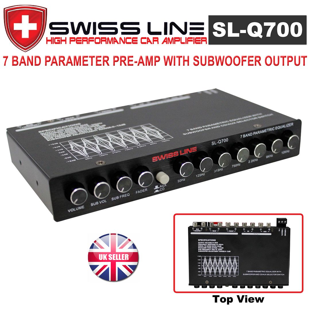 SWISS LINE SLQ700 7 Band Pre Amplifier Equalizer Preamp Car Amplifier