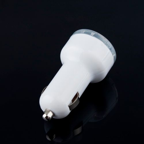 This is White 2 Port Universal Mini USB Car Charger Adapter, For iPad