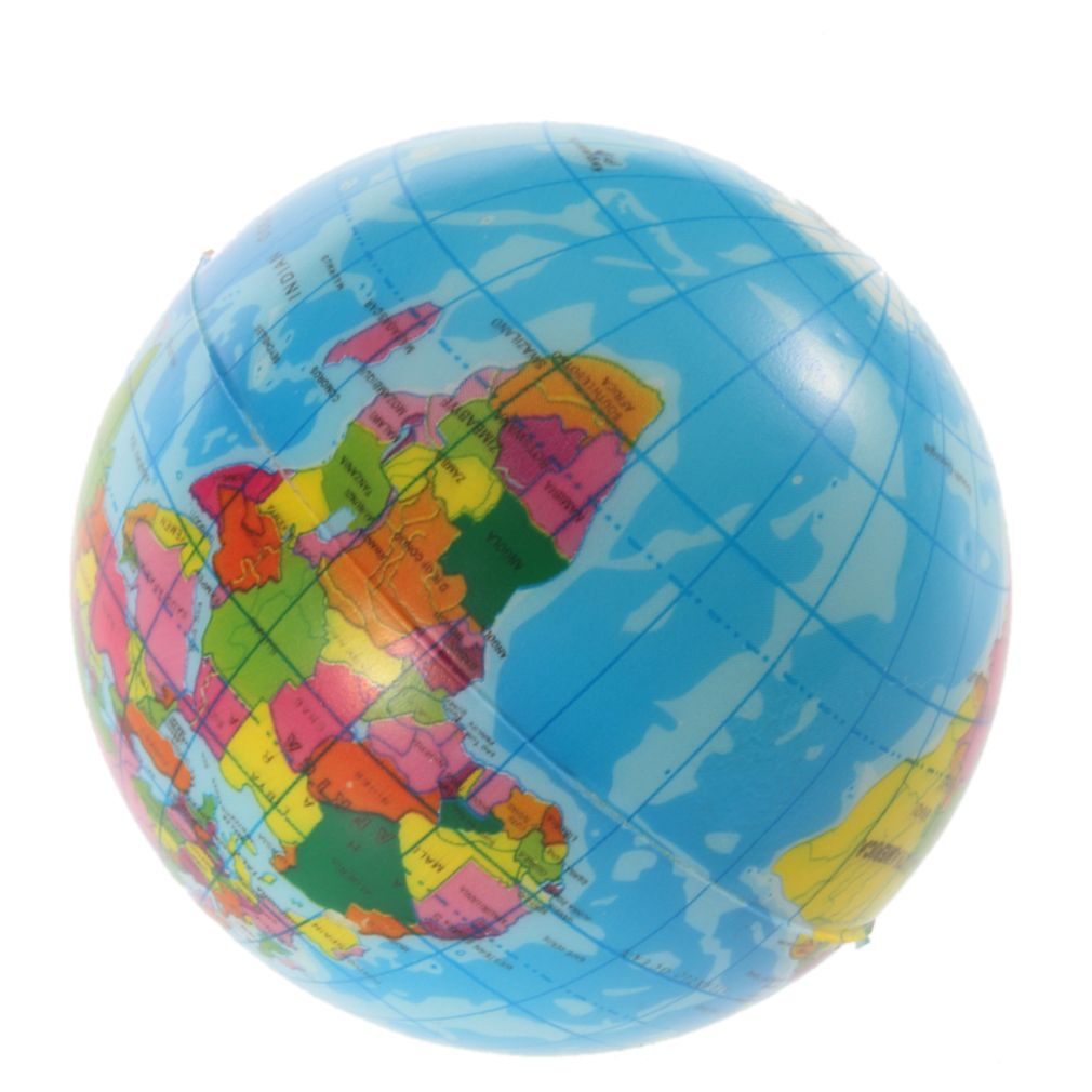 World Map Foam Earth Globe Stress Relief Bouncy Ball Atlas Geography ...