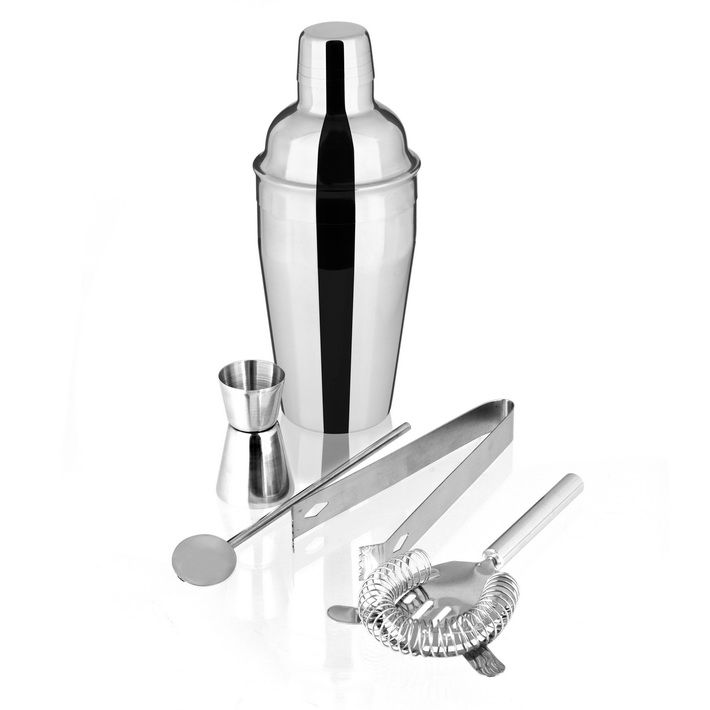 5pcs Stainless Steel Cocktail Shaker Martini Drink Mixer Tool Kit Set Home Party