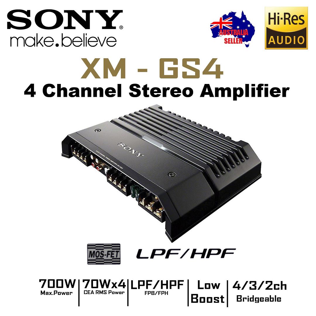 SONY XM-GS4 4 3 2 CHANNEL CAR AMPLIFIER 700WATTS LPF HPF