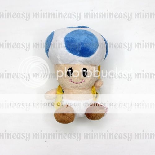 Nintendo Super Mario Bros Blue 7" Mushroom Toad Soft Stuffed Toy Plush Doll